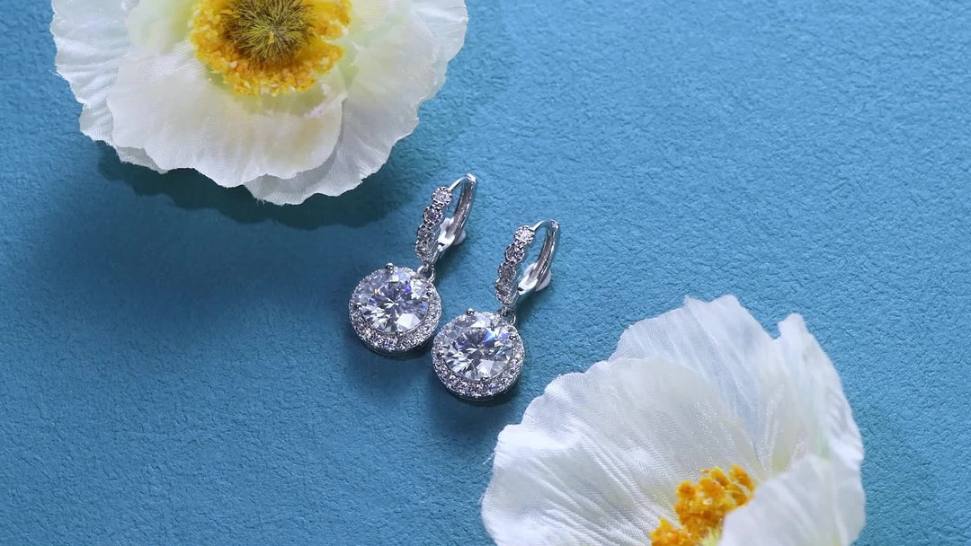 Stylish Round Moissanite & Zirconia Earrings
