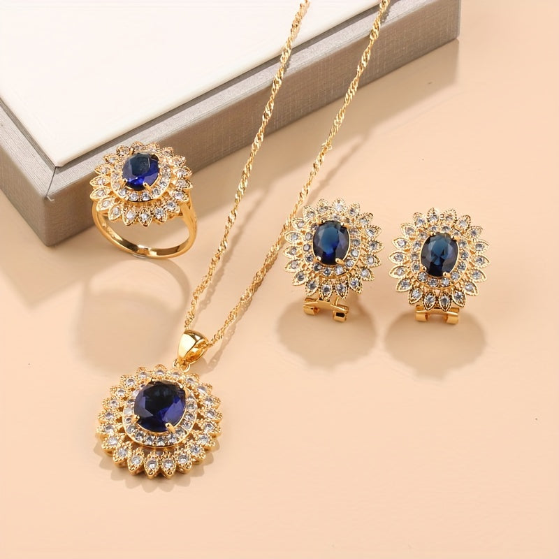 4pcs Luxury Sunflower Jewelry Set