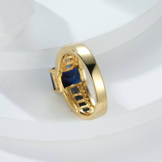 Sapphire Blue Rectangular Cut Ring
