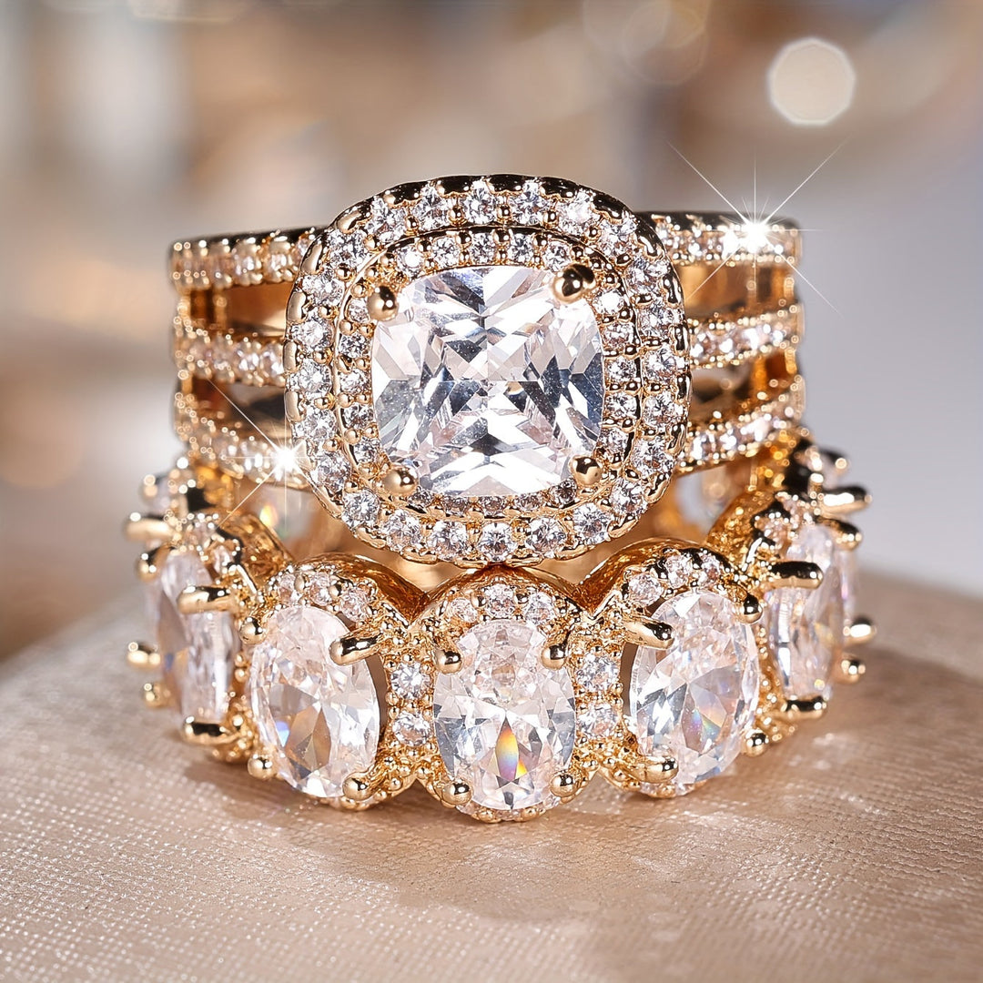 2-Piece Fashionable Synthetic Zirconia Ring
