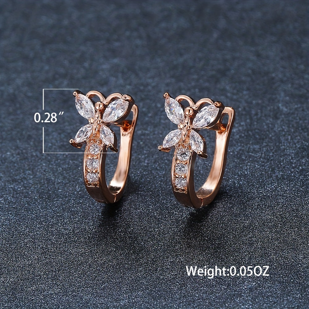 Colorful Butterfly Zirconia Hoop Earrings