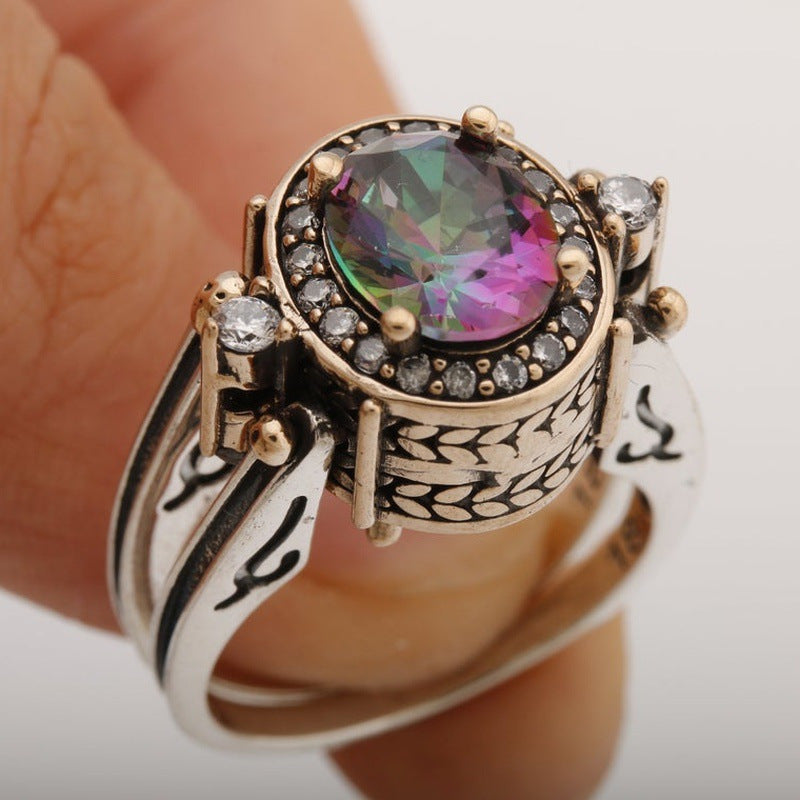Elegant Double Color Gemstone Ring