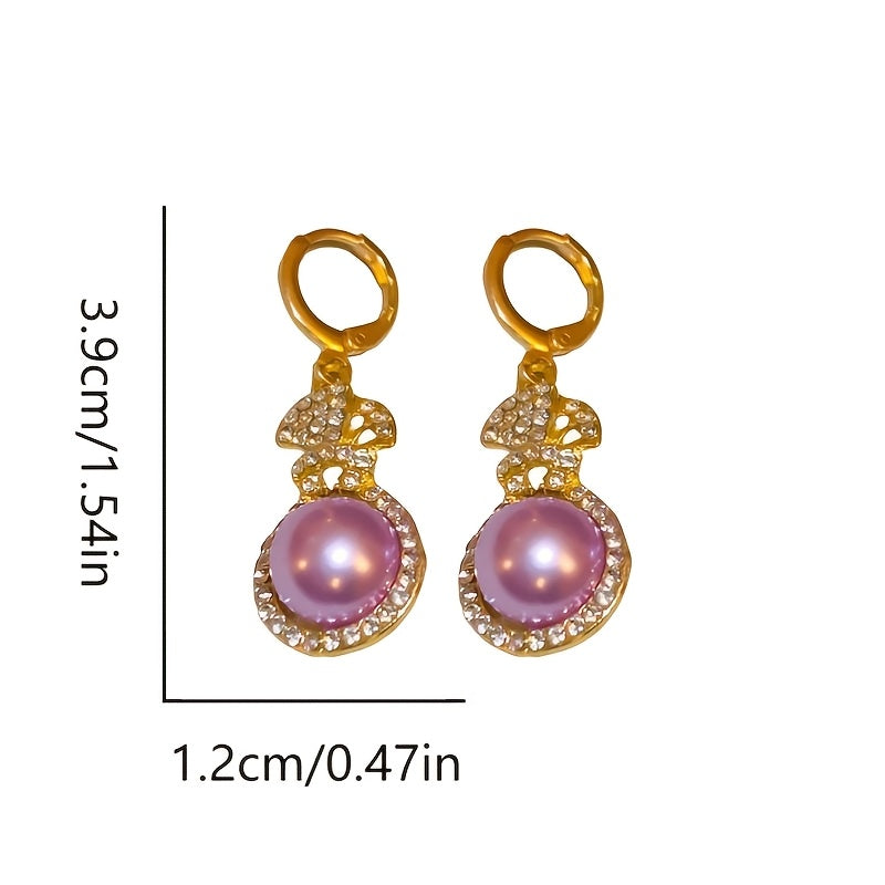 French Gourd Pearl Hoop Earrings