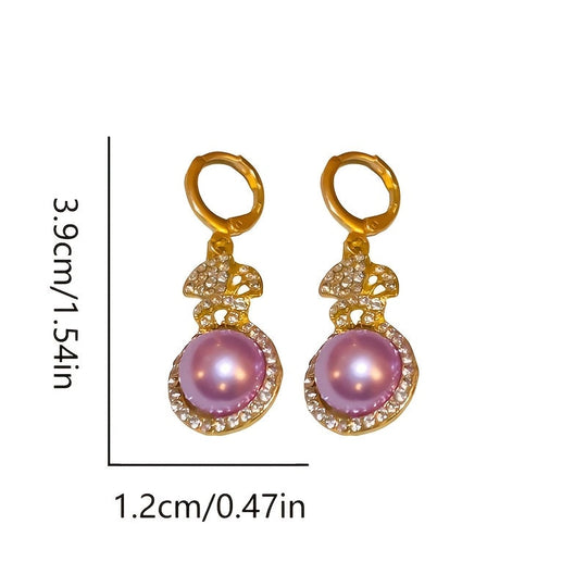 French Gourd Pearl Hoop Earrings