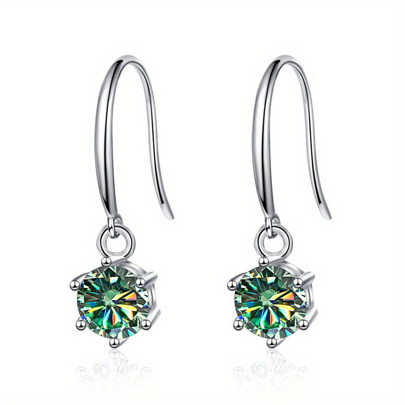 Delicate Round Moissanite Hook Earrings