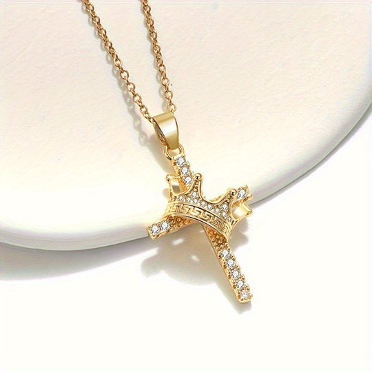 Luxury Crown Cross Pendant Necklace