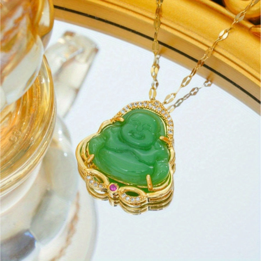 Colorful Jade Buddha Pendant Necklace