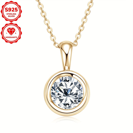 2-Carat 8mm Round Cut Moissanite Pendant Necklace