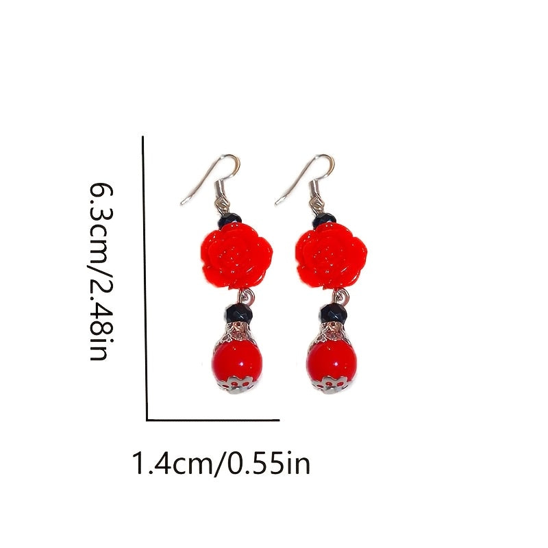 Rose Flower Pendant Earrings