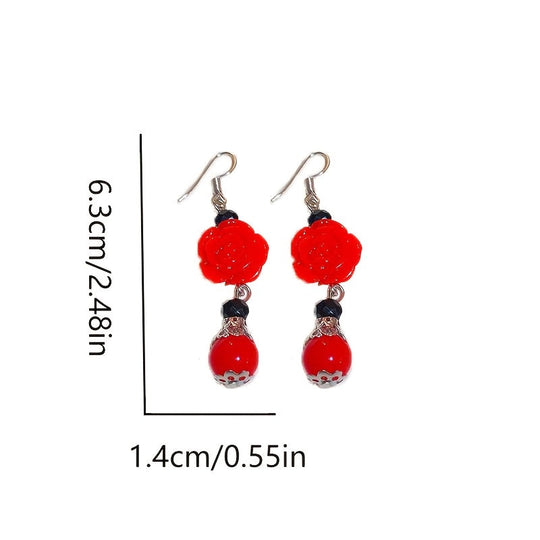 Rose Flower Pendant Earrings