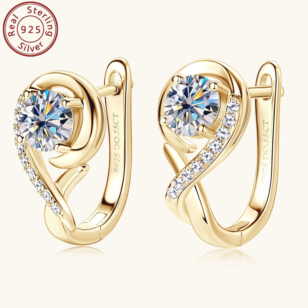 Elegant Moissanite Silver Rose Flower Hoop Earrings