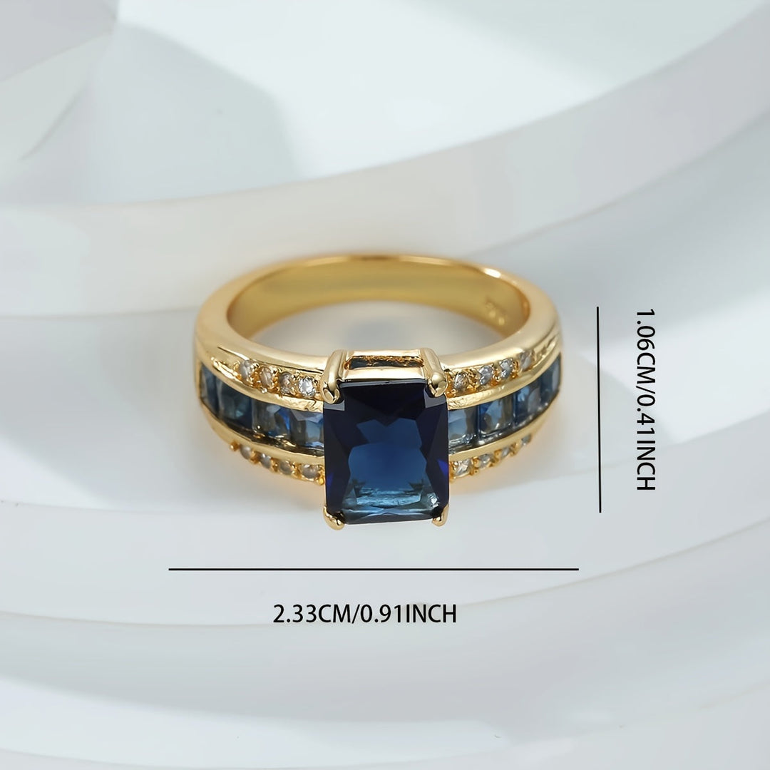 Sapphire Blue Rectangular Cut Ring