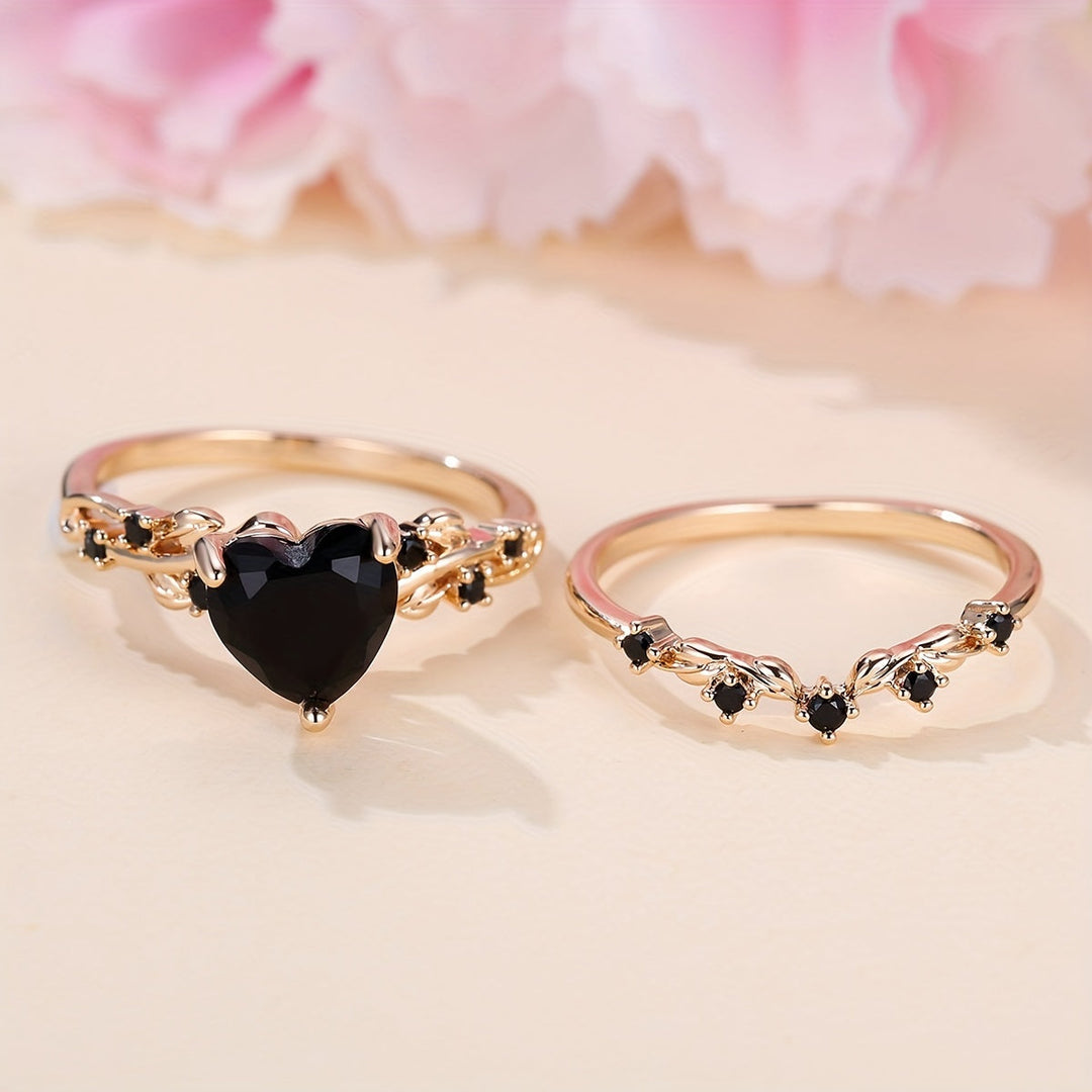 Luxurious Black Heart Cubic Zirconia Ring