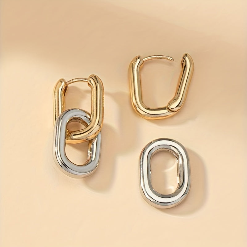 Two-Tone Chain Drop Earrings