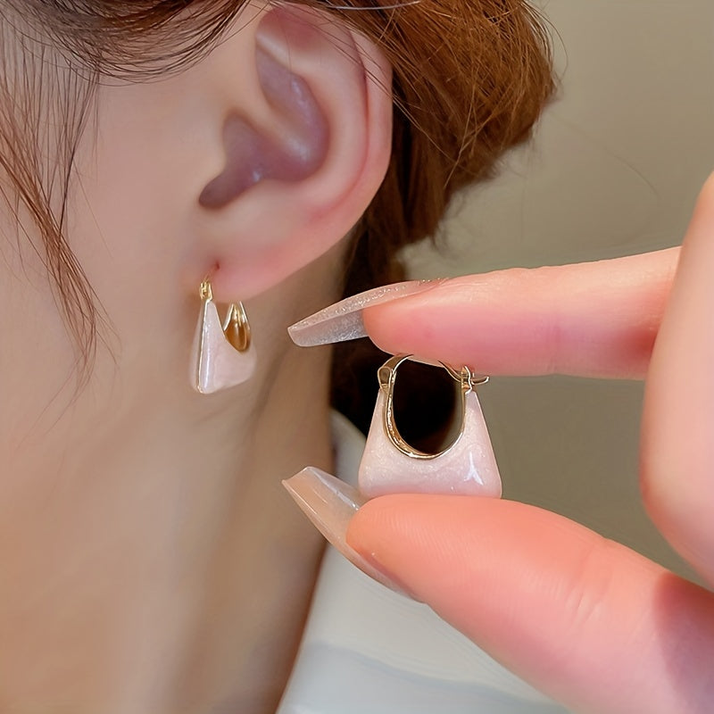 Handbag Design Enamel Hoop Earrings