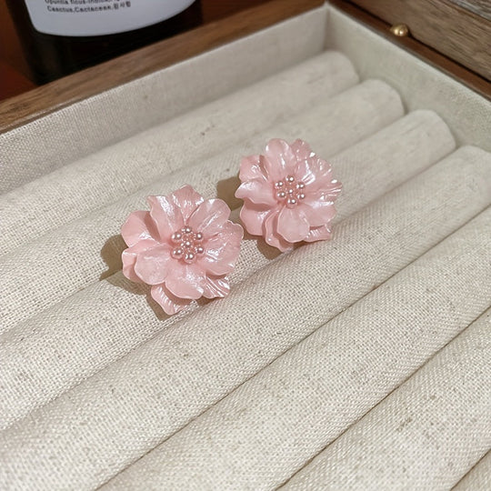 Floral Pearl Stud Earrings