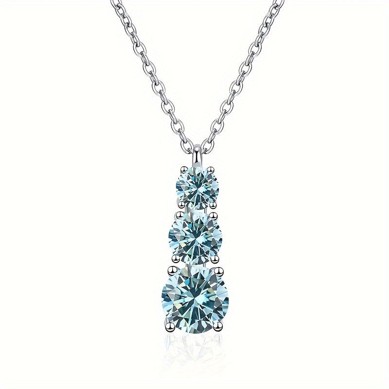 Full Moissanite Pendant Silver Necklace