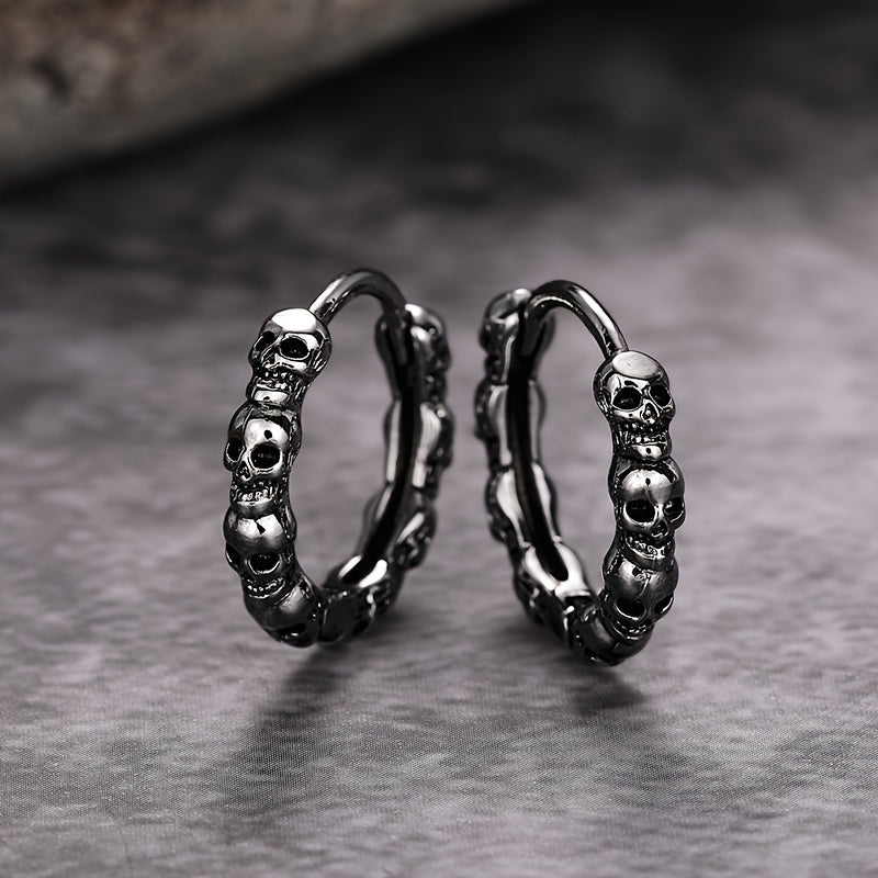 Fashionable Gothic Skull Hoop Earrings