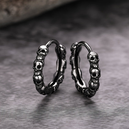 Fashionable Gothic Skull Hoop Earrings