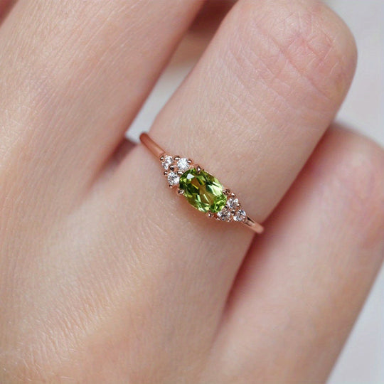 Inlaid Oval Synthetic Zirconia Ring