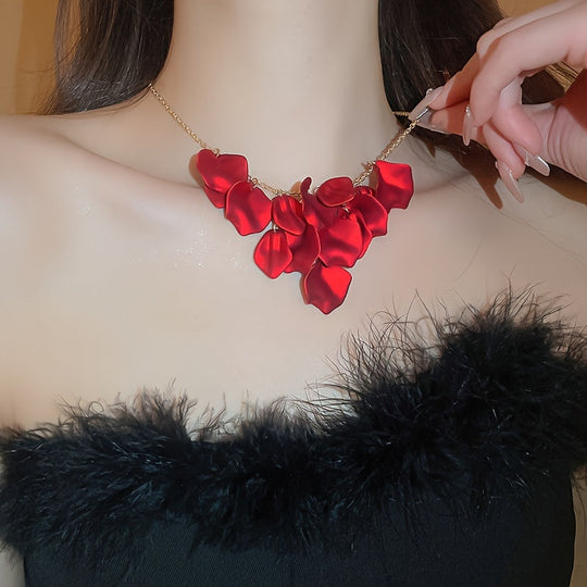 Luxury Elegant Floral Petal Tassel Necklace