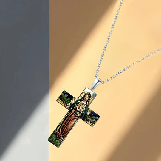 Virgin Mary Cross Pendant Necklace