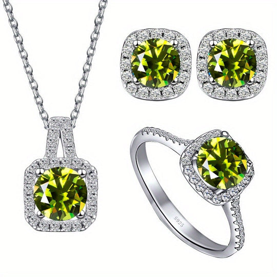 Moissanite Sterling Silver Jewelry Set