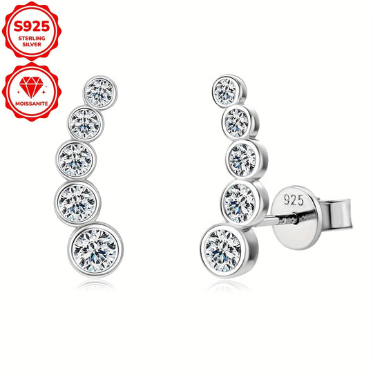 Elegant Sterling Silver Moissanite Stud Earrings