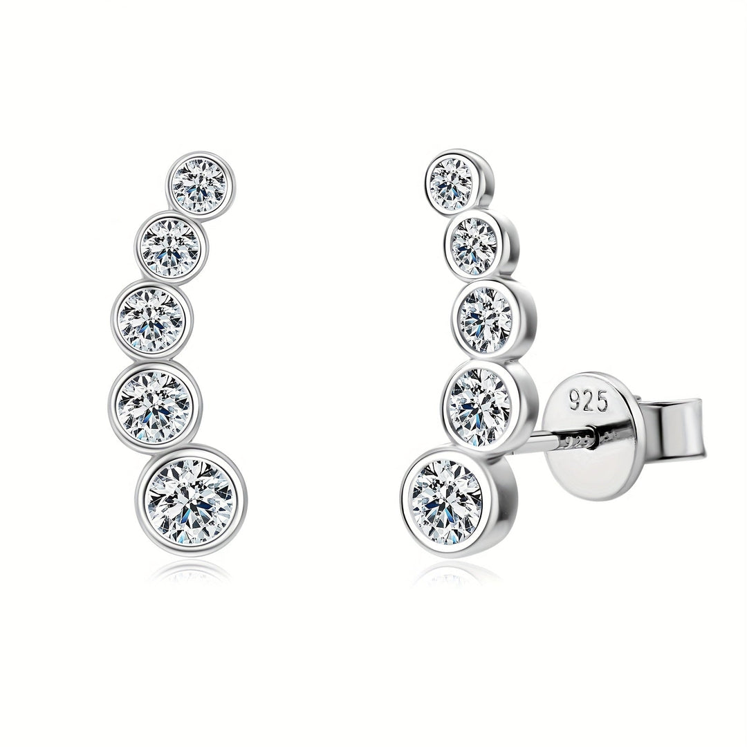 Elegant Sterling Silver Moissanite Stud Earrings