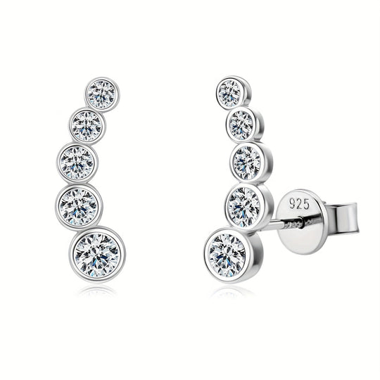 Elegant Sterling Silver Moissanite Stud Earrings