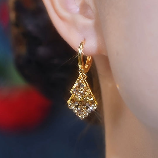 Elegant Bling Quadrilateral Pendant Earrings