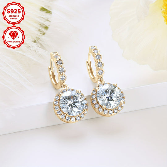 Stylish Round Moissanite & Zirconia Earrings
