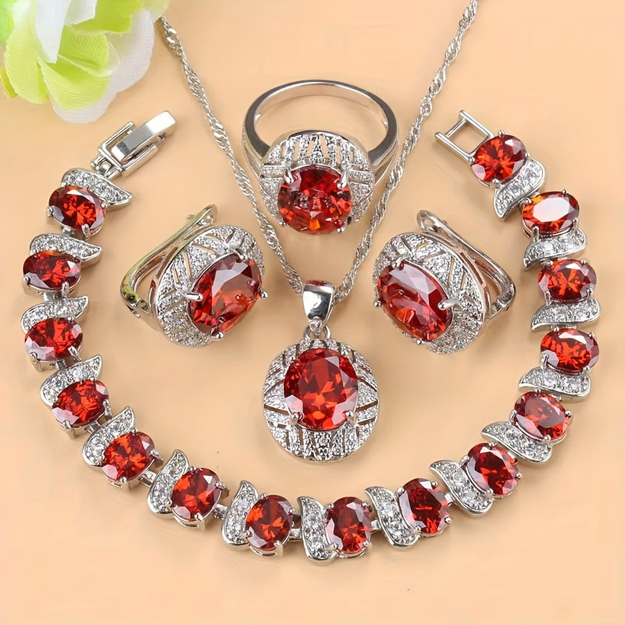 5pcs Elegant Cubic Zirconia Jewelry Set