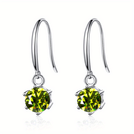 Delicate Round Moissanite Hook Earrings