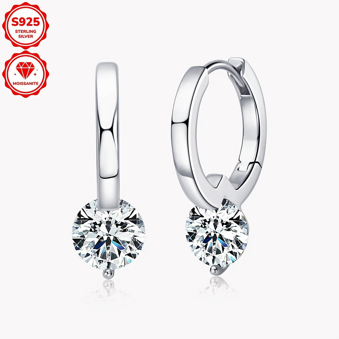 Stylish Round Moissanite Hoop Earrings