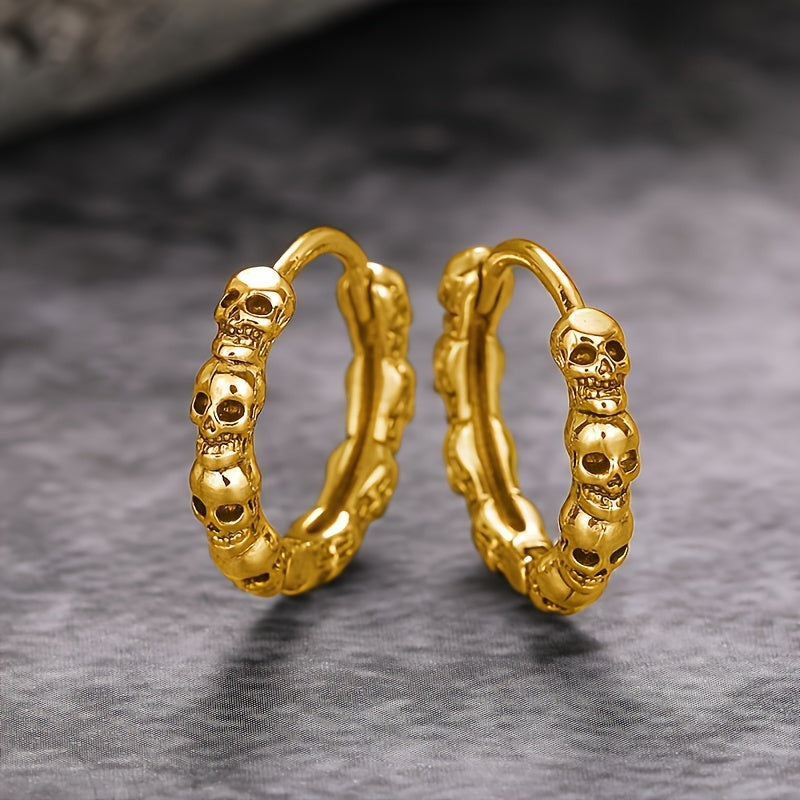 Fashionable Gothic Skull Hoop Earrings