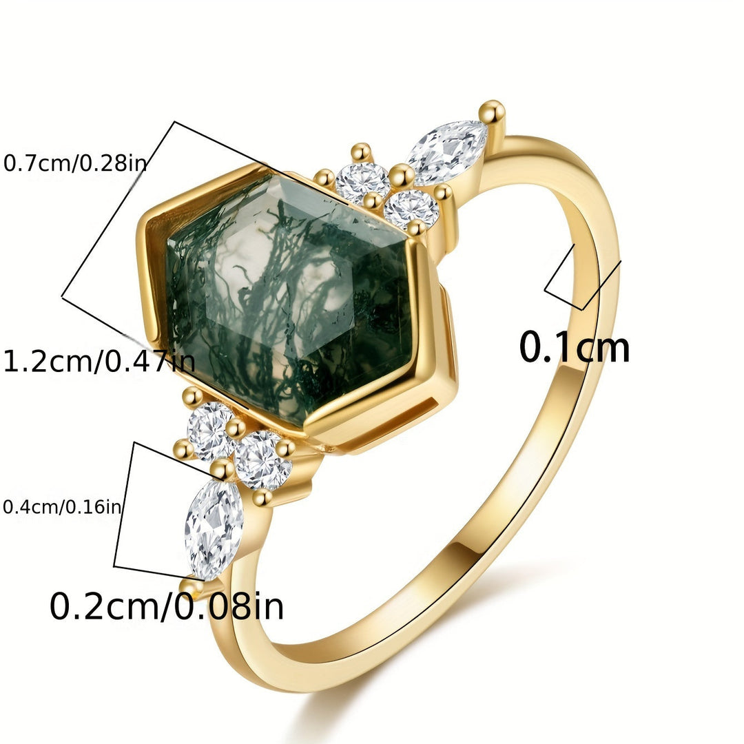Natural Moss Agate Ring