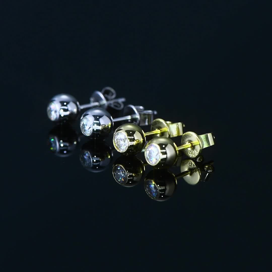 Round Moissanite Bubble Earrings