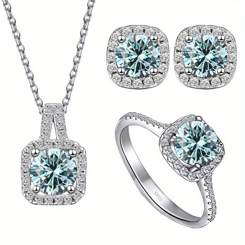 Moissanite Sterling Silver Jewelry Set