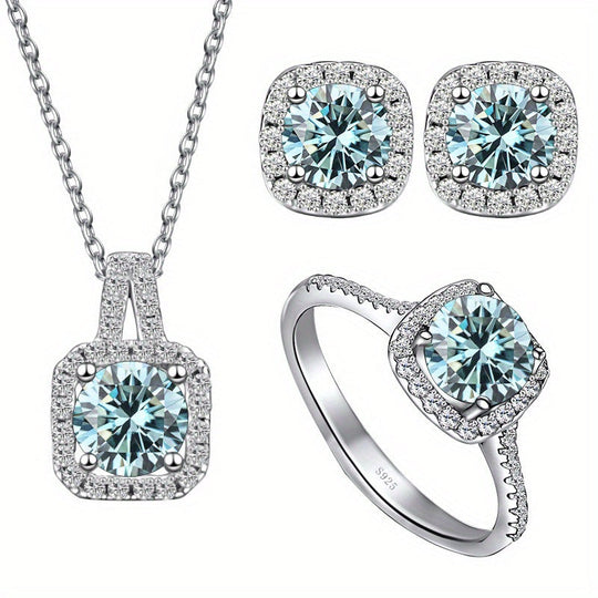 Moissanite Sterling Silver Jewelry Set