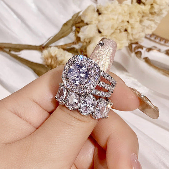 2pcs Luxury Zirconia Wedding Band Set