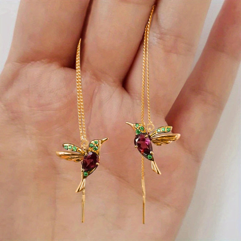 Elegant Birdie Ear Line Dangle Earrings