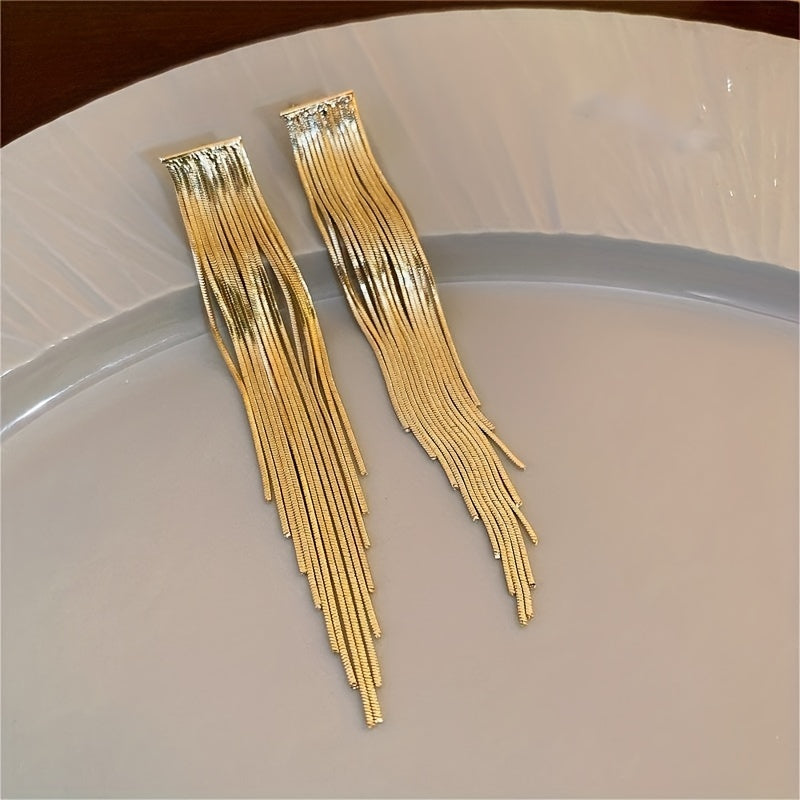 Golden Tassel Design Dangle Earrings
