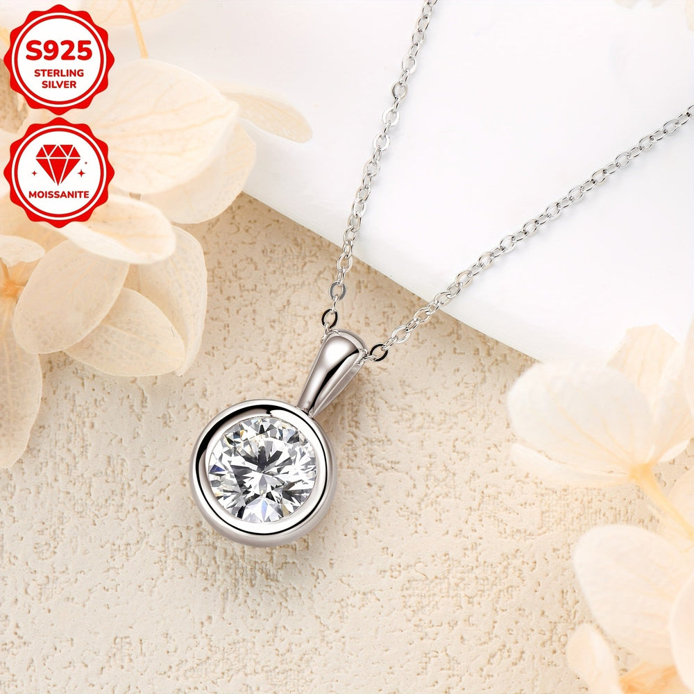 2-Carat 8mm Round Cut Moissanite Pendant Necklace