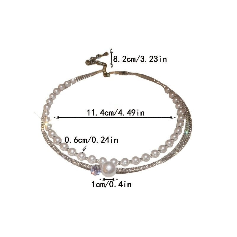 Multi-Layer Pearl Crystal Choker