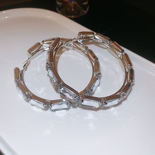 Exaggerated Rectangular Hoop Earrings