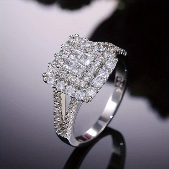 Square Halo Zirconia Bridal Ring