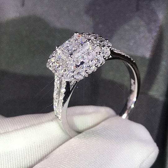 Square Halo Zirconia Bridal Ring
