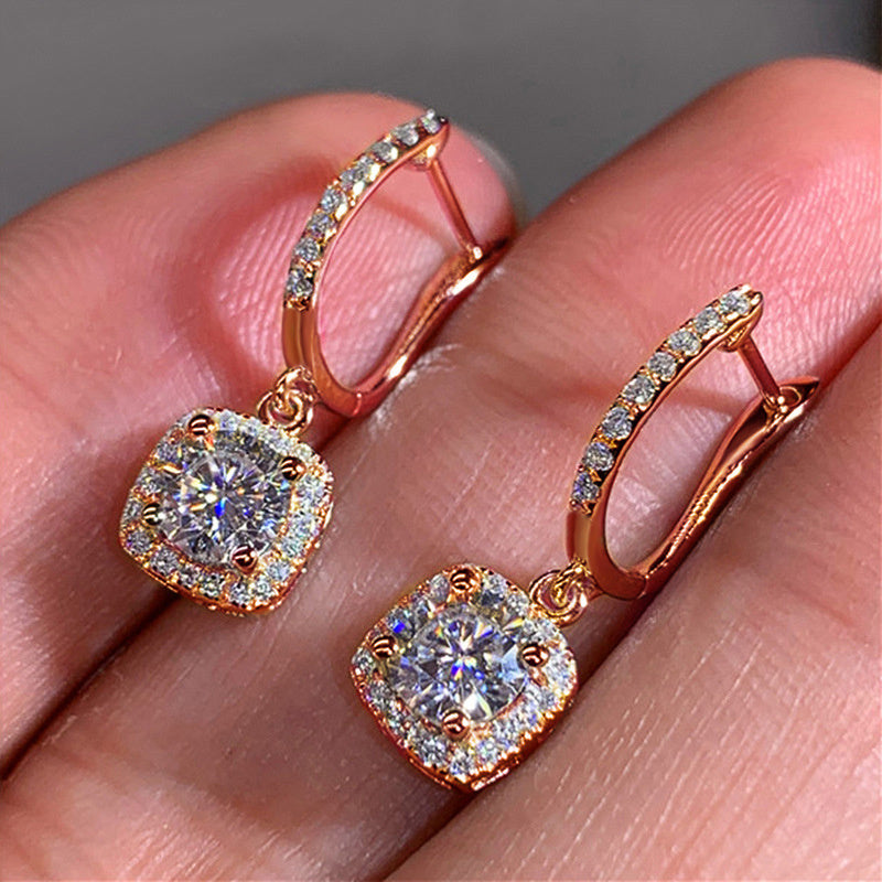 Stylish Square-Shaped Zirconia Drop Earrings