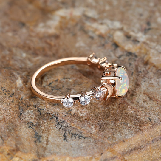 Elegant Rose Gold Opal Ring
